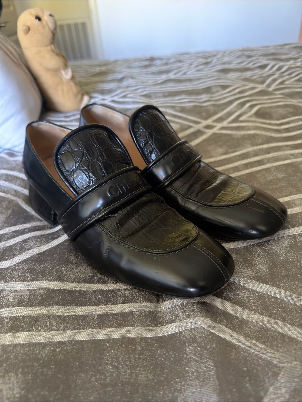 Authentic Chloe Black Leather Croc-Embossed Loafers for woman - Picture 11 of 11